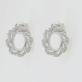 14K White Gold Semi Mount Earrings Setting Oval OV 8X6mm - Syzjewelry